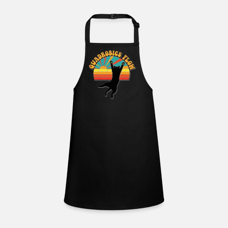Retro Quadrobics Flow Black Cat 70s Sunset Tablier Enfant