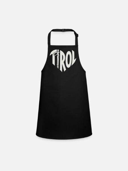 Tirol Herz lettering with hiking stick - Children's Apron - black - Front