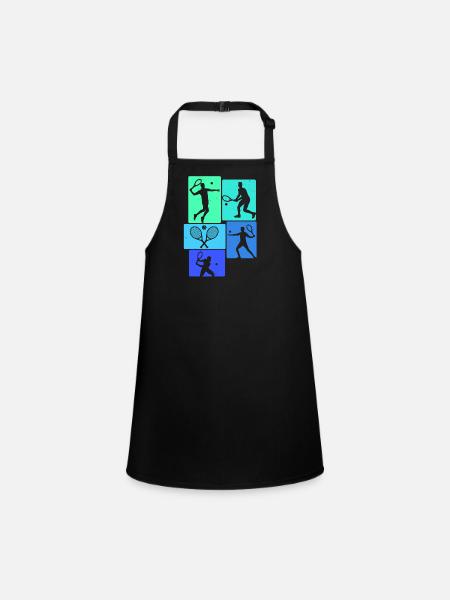Tennis Retro Tennis Player - Children's Apron - black - Front