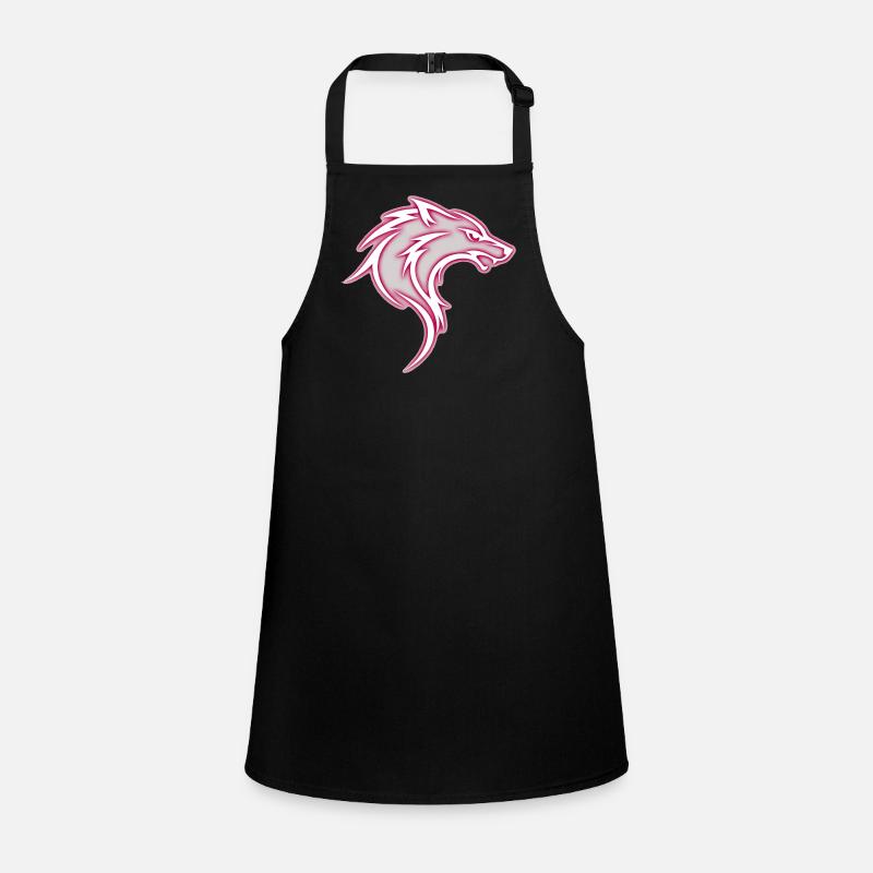 Aggressive pink stylized tribal wolf Children's Apron