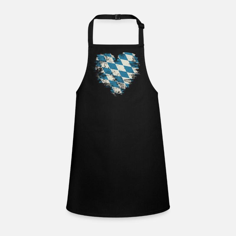 Retro Bavaria Heart with Blue White Diamond Pattern Children's Apron