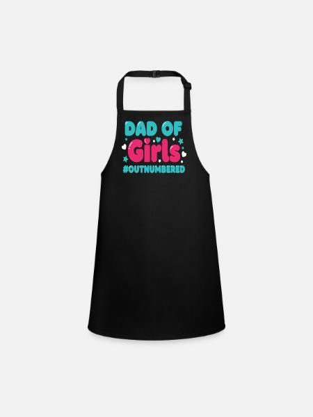 Dad of Girls Outnumbered Daddy Girl - Children's Apron - black - Front