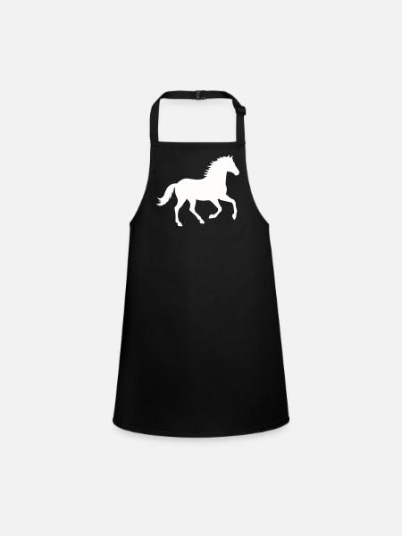 Silhouette d’un cheval sauvage - Tablier Enfant - noir - Devant