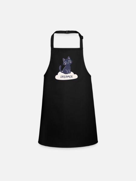 Dreamy cat on cloud - Children's Apron - black - Front