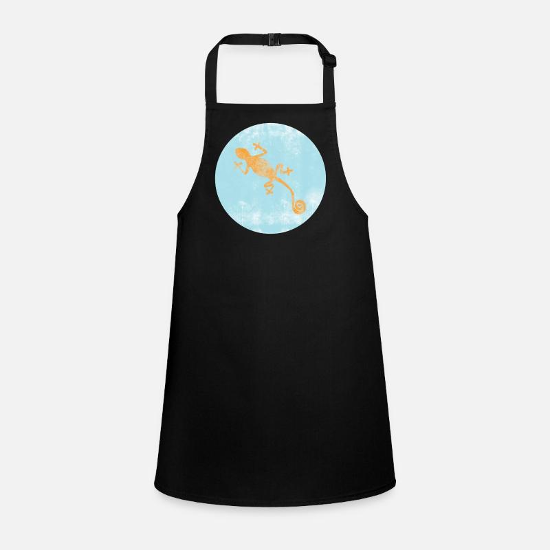 Orange Gecko on Blue Circle Children's Apron