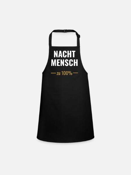 Nachtmensch – Zu 100%  - Schürze für Kinder - Schwarz - Vorne