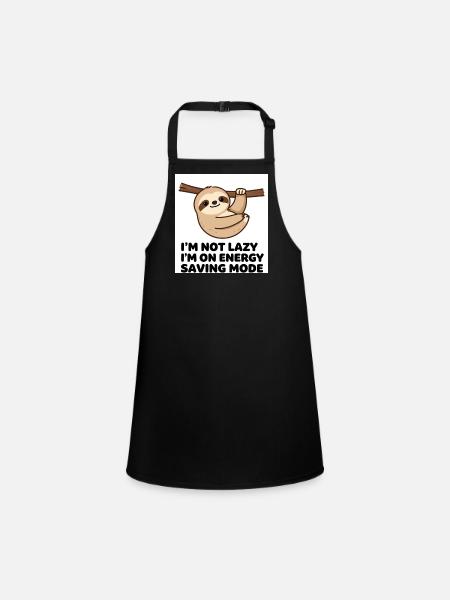 Lazy sloth in power saving mode - Children's Apron - black - Front