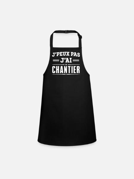T-shirt Humour Chantier BTP - Tablier Enfant - noir - Devant