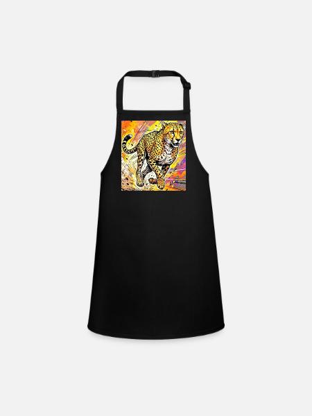 cheetah - Children's Apron - black - Front