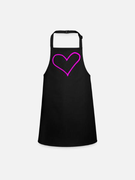 Idée cadeau Pink Heart Love in Love - Tablier Enfant - noir - Devant