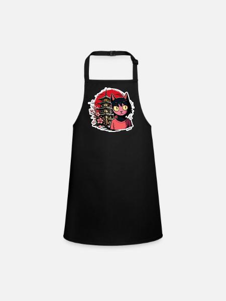 Cherry Kat et Pagode Dream - Tablier Enfant - noir - Devant