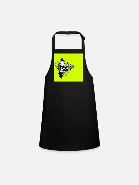 Collier squelette jaune fluo - Tablier Enfant - noir - Devant
