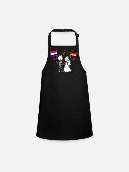 Couple de mariage Drapeau Hollandais Allemagne - Tablier Enfant - noir - Devant
