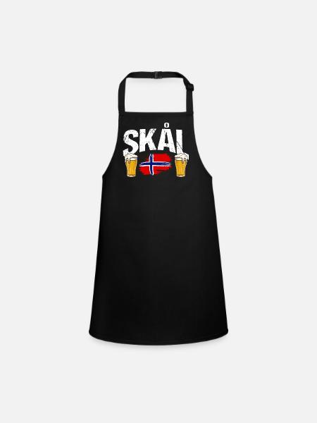 Vacances en Norvège dans les fjords de Norge Voyage en Scandinavie - Tablier Enfant - noir - Devant
