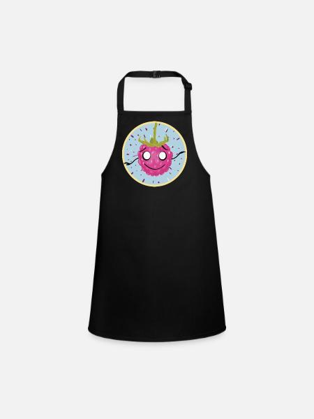 Motif câlin au visage framboise - Tablier Enfant - noir - Devant