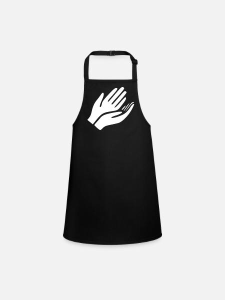 Open Hands Hand Gesture - Children's Apron - black - Front