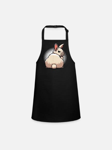Rabbit Bunny Bunny Long Eared Thumper Ram - Children's Apron - black - Front