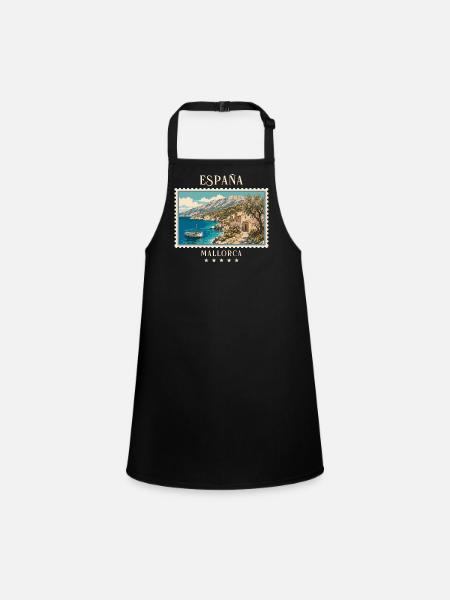 Spanien Mallorca Vintage Reisemarke - Schürze für Kinder - Schwarz - Vorne