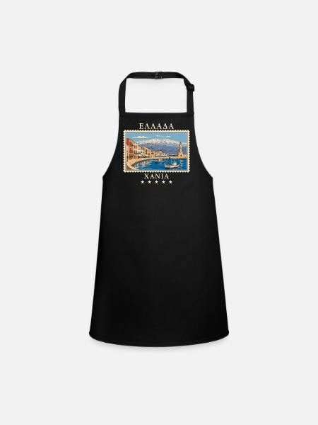 Griechenland Chania Vintage Reisemarke - Schürze für Kinder - Schwarz - Vorne