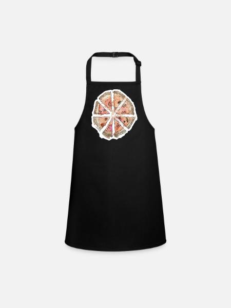 Wassergemalte Pizza Segmente - Schürze für Kinder - Schwarz - Vorne