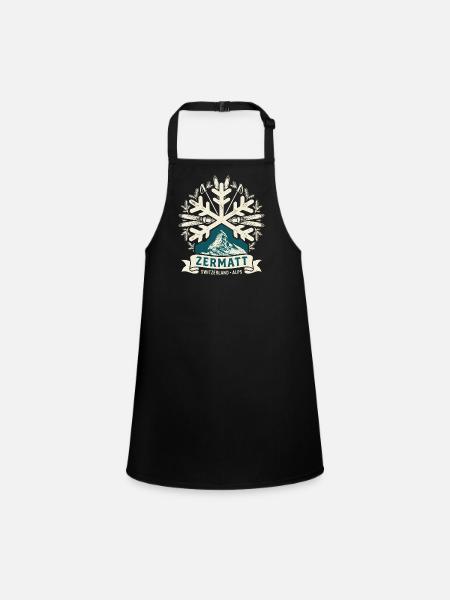 Vintage Zermatt Switzerland Alps - Children's Apron - black - Front