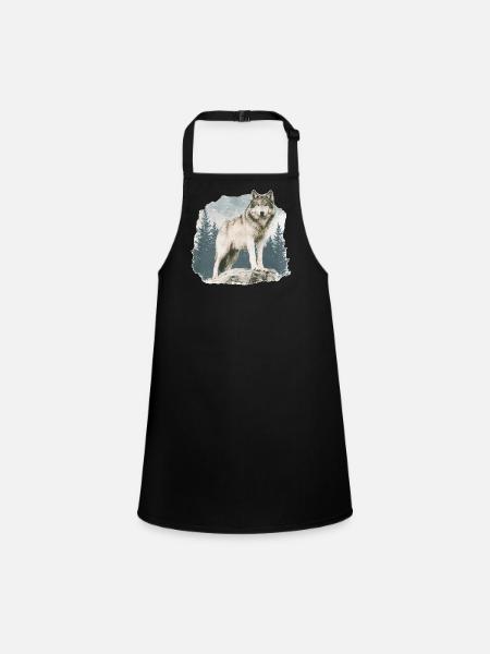 Wolf Vintage - Schürze für Kinder - Schwarz - Vorne