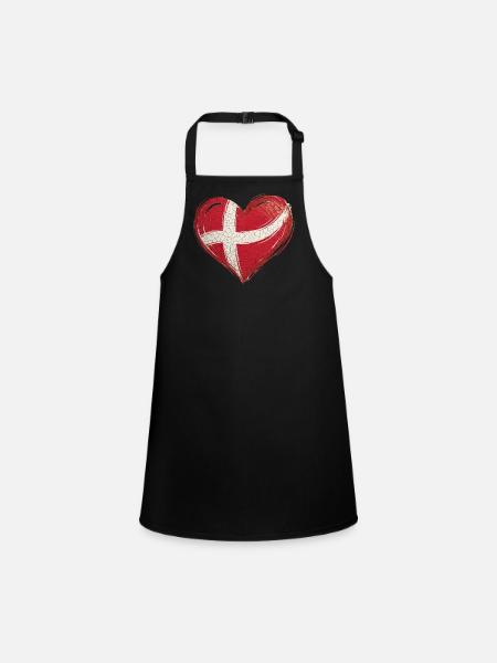 Denmark Heart Flag - Children's Apron - black - Front