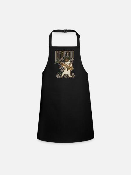 Memento Cat Fish Bone Mushroom Funny Vintage Art - Children's Apron - black - Front
