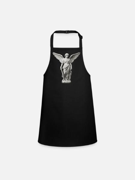 Winged Guardian Angel with Sword - Children's Apron - black - Front