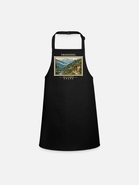 Armenia Dilijan Vintage Travel Brand - Children's Apron - black - Front