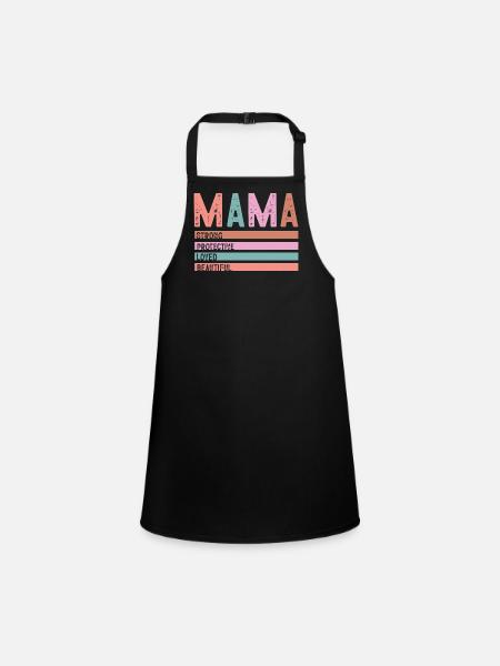 Mama Strong Protective Loved - Children's Apron - black - Front