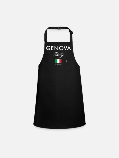 Genoa Italy Coordinates Travel Souvenir - Children's Apron - black - Front