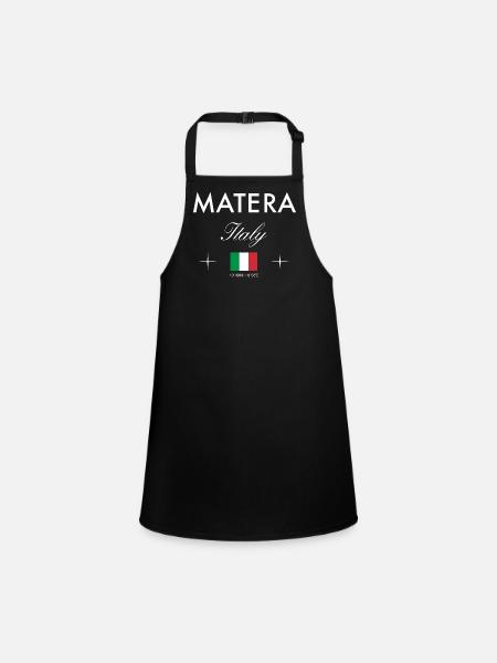 Matera Italy Coordinates Travel Souvenir - Children's Apron - black - Front