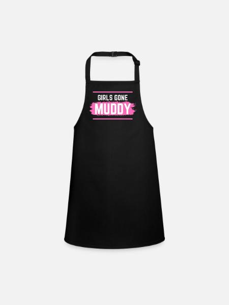 Muddy run shirt mud Matsch Lauf girl Team obstacle - Schürze für Kinder - Schwarz - Vorne