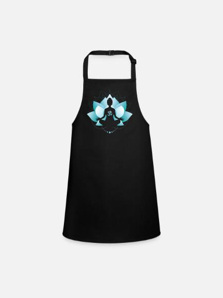 Blue Lotus Blossom - Children's Apron - black - Front