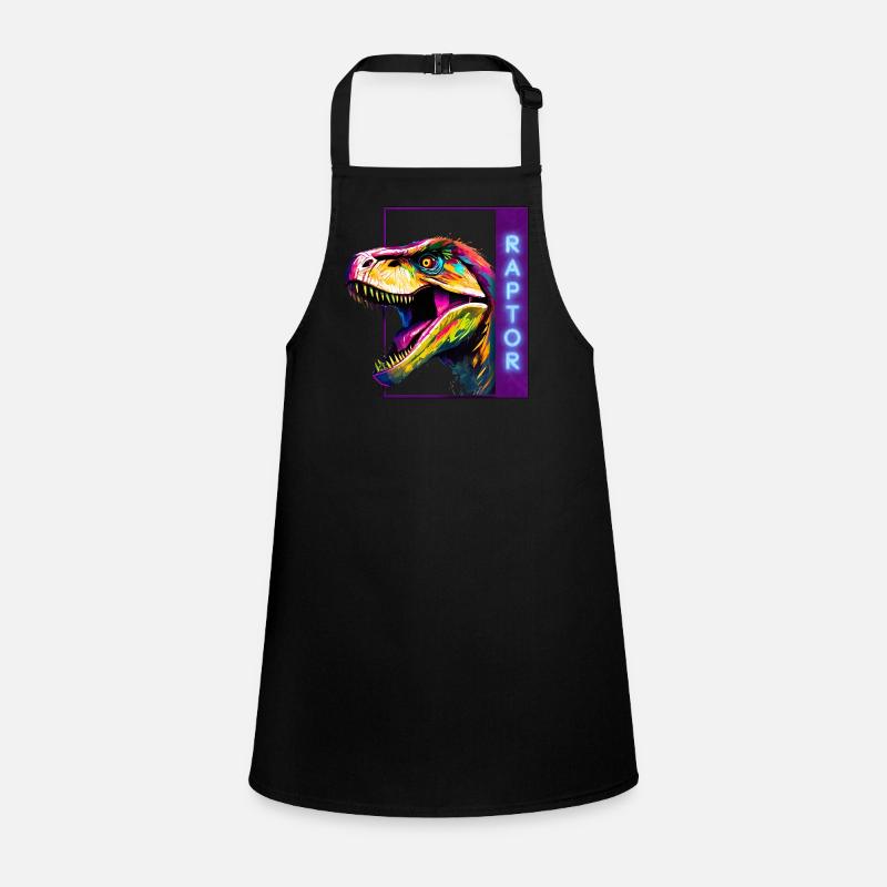 Neon Raptor - Multicolored Velociraptor Artwork Children's Apron