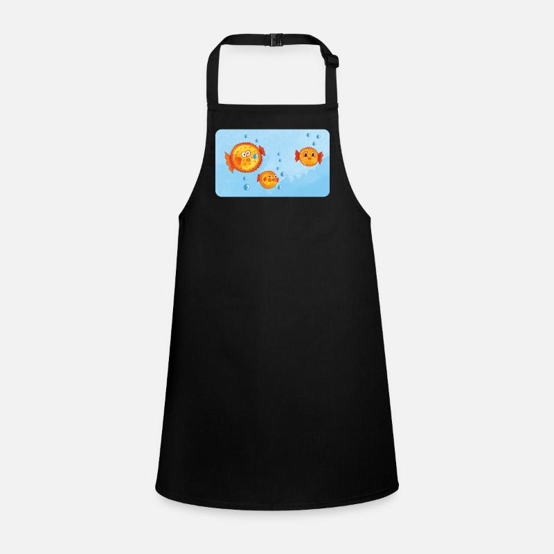 Pisces - Funny Orange Puffer Fish with Air Bubbles Children's Apron