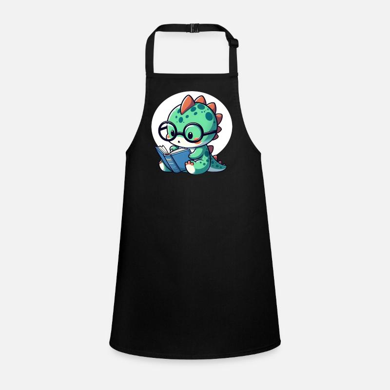 Dino with reading glasses reading book Children's Apron