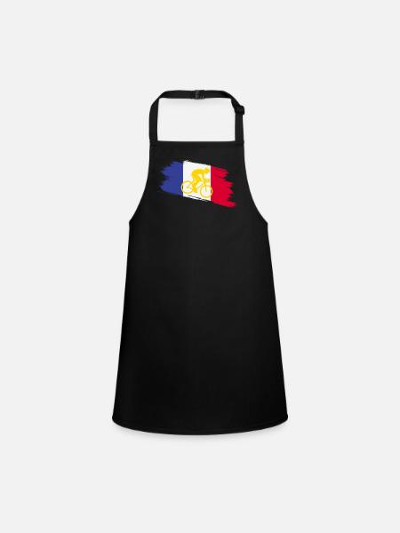 France Flag with Bicycle – Cycling Design - Children's Apron - black - Front