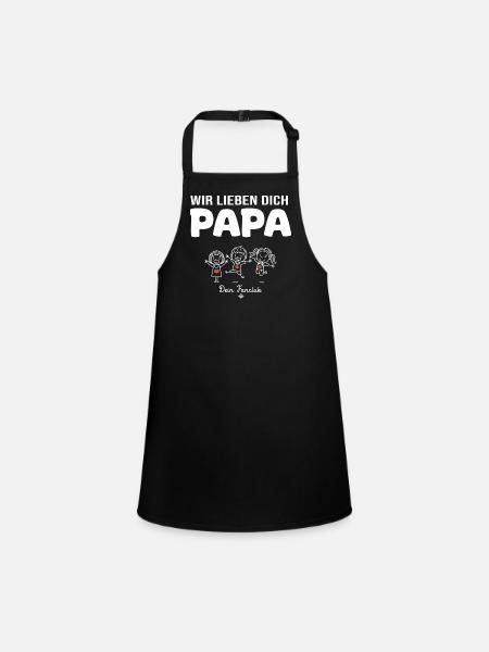 Wir lieben dich Papa dein Fanclub 3 Kinder - Schürze für Kinder - Schwarz - Vorne