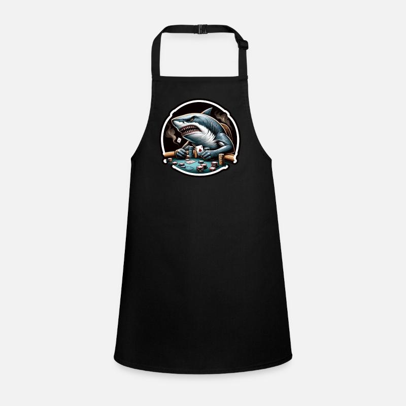 An aggressive shark playing poker. Children's Apron