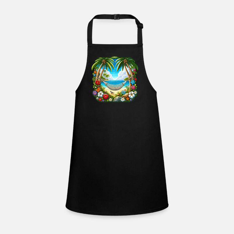 Tropical island with palm trees and hammock Children's Apron