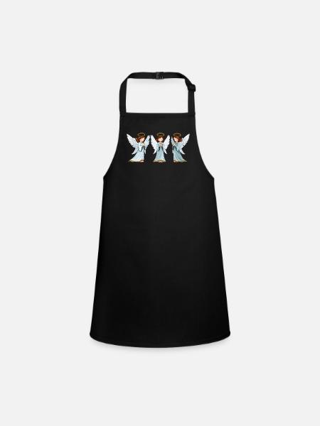 Triple Heavenly Angels in Prayer - Children's Apron - black - Front