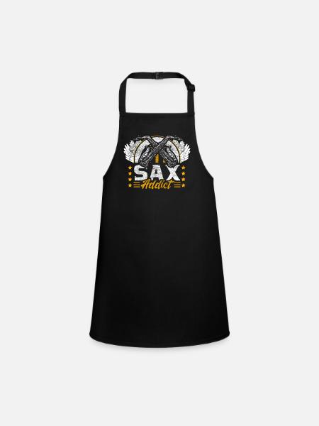 Saxophone Jazz Music Gift Idea - Children's Apron - black - Front