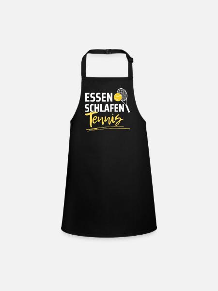 Essen Schlafen Tennis - Schürze für Kinder - Schwarz - Vorne