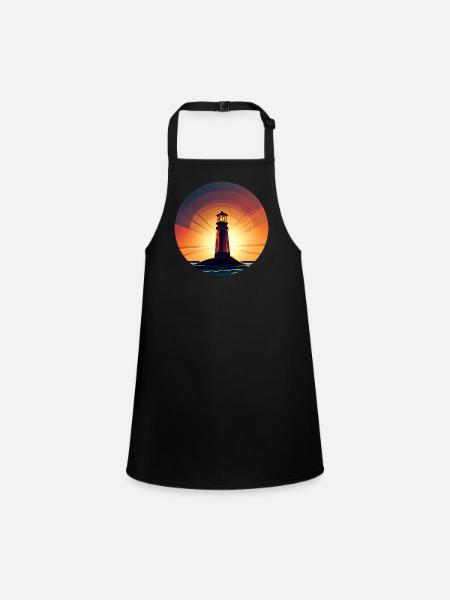 Lighthouse at sunset Romantic - Children's Apron - black - Front