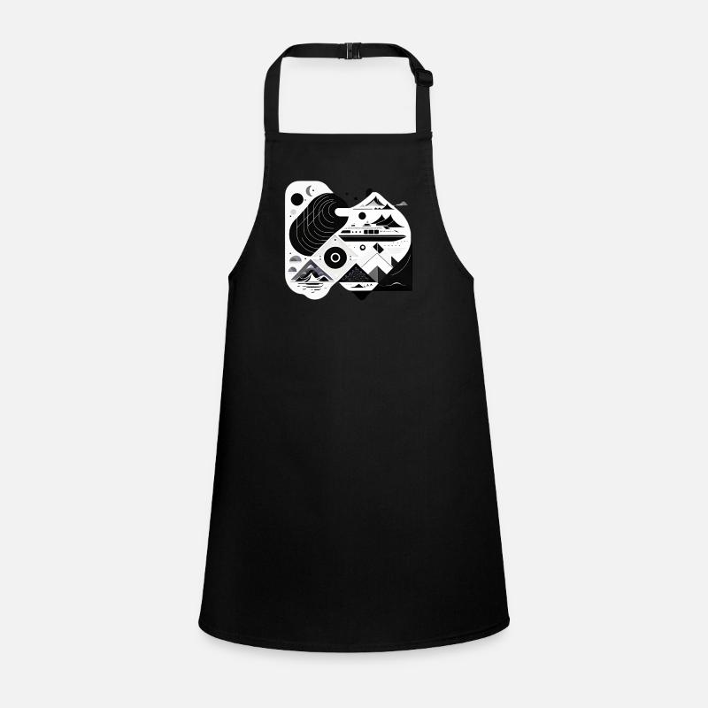 Collage Modern Style/ Mountains, Ship Landscape Children's Apron