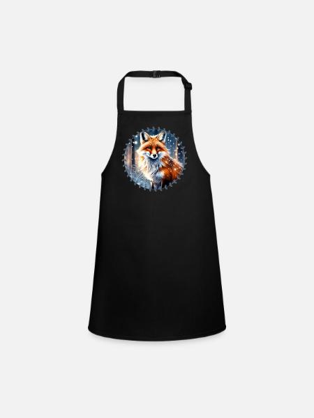 Winterzauber Fuchs - Schürze für Kinder - Schwarz