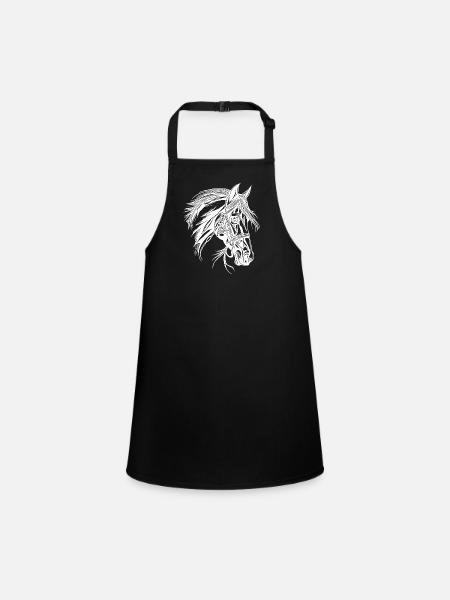 Rugged horse with mane Equestrian Dressage Equestrian Sports - Children's Apron - black - Front