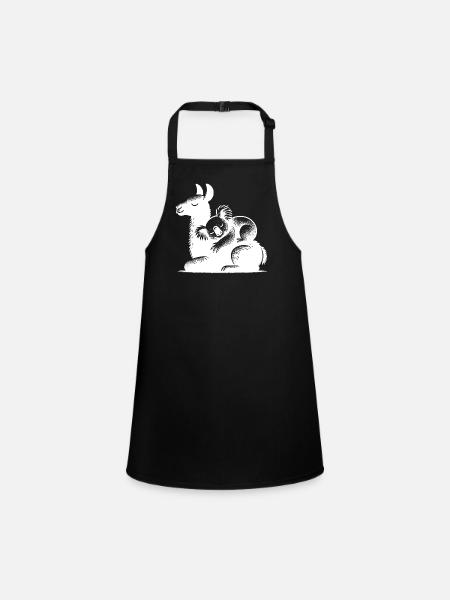 Sleeping koala on a sleeping llama - Children's Apron - black - Front